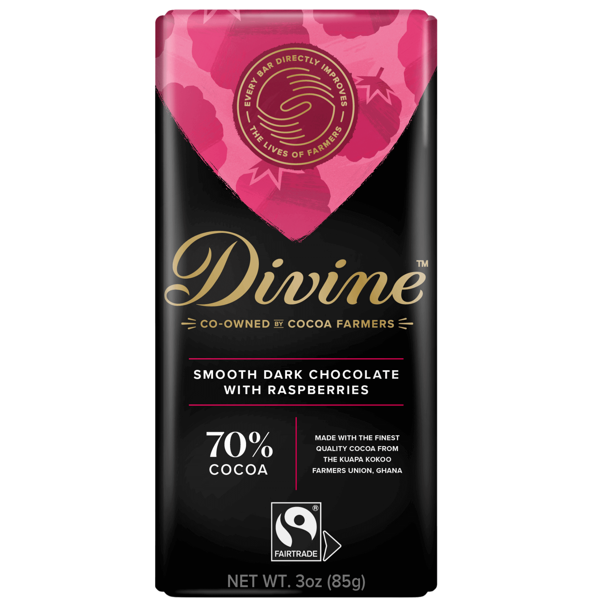 Divine 70% Dark Chocolate with Raspberries | Free 1-3 Day Delivery