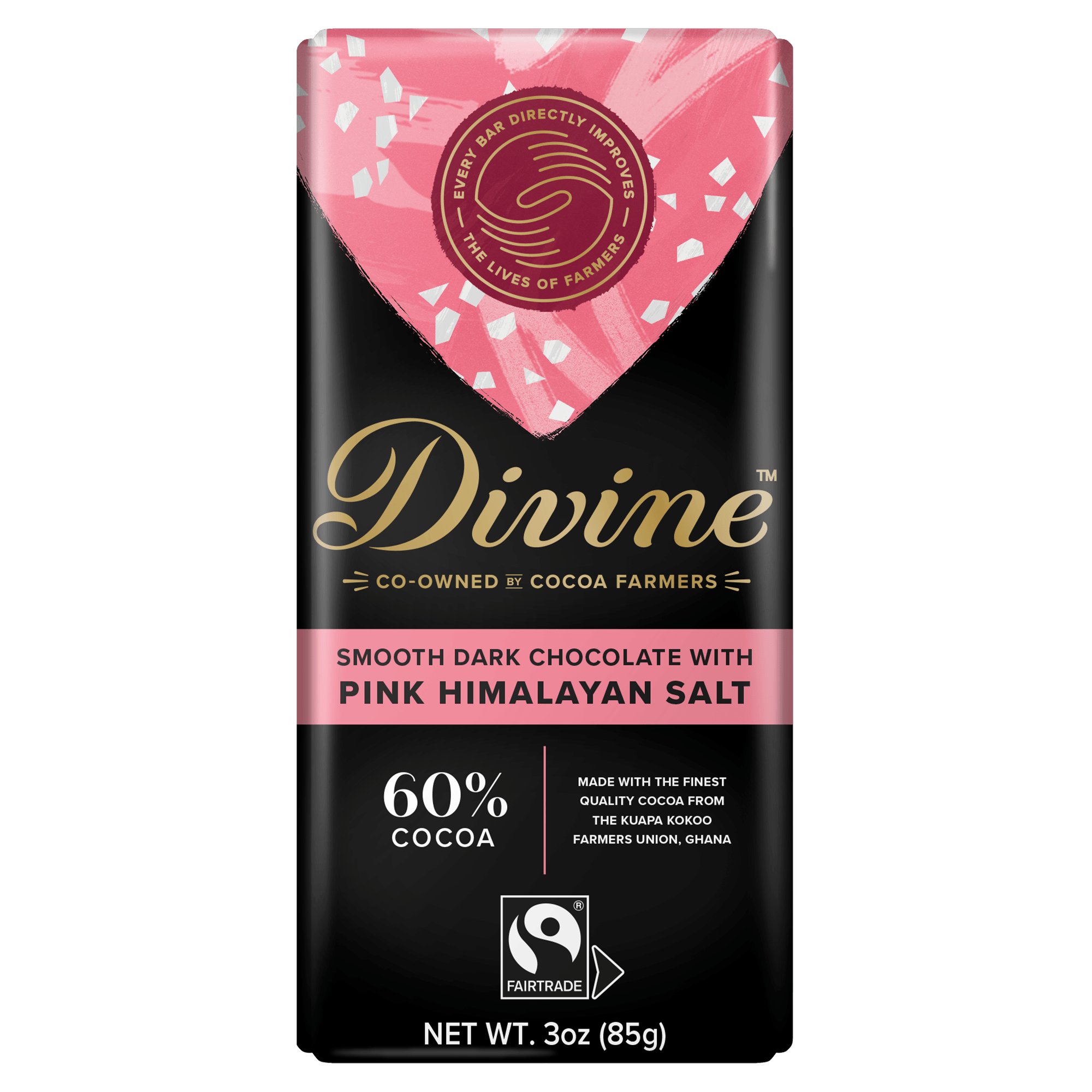 Divine 60% Dark Chocolate with Pink Himalayan Salt | Free 1-3 Day