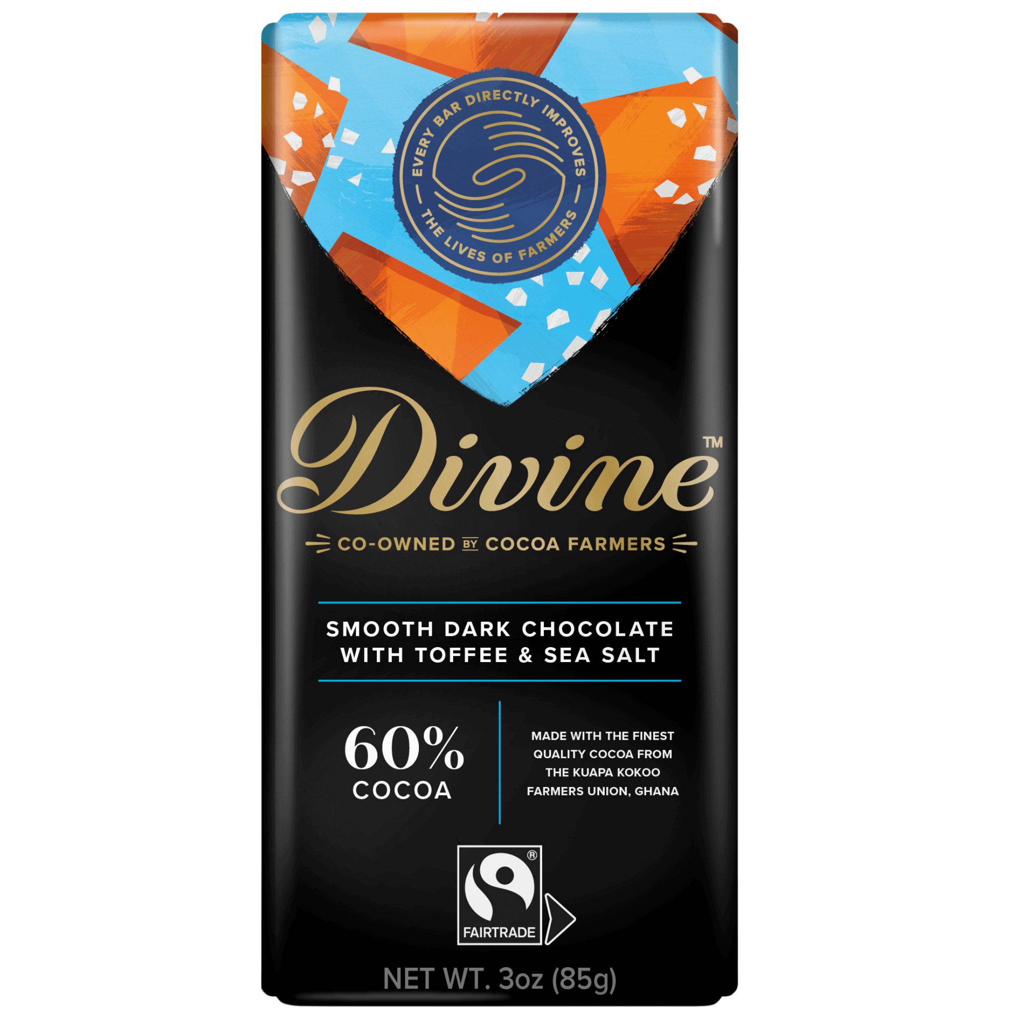 Divine 60% Dark Chocolate with Toffee and Sea Salt | Free 1-3 Day