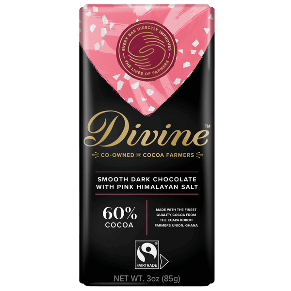 Divine 60% Dark Chocolate with Pink Himalayan Salt | Free 1-3 Day
