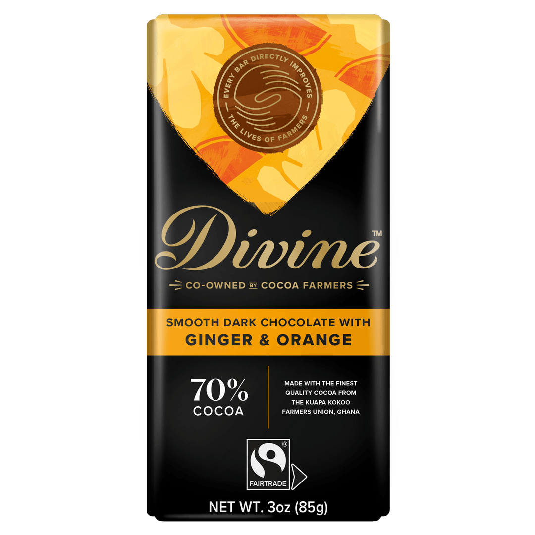 70% Dark Chocolate with Ginger & Orange Sharing Bar, 3 oz.