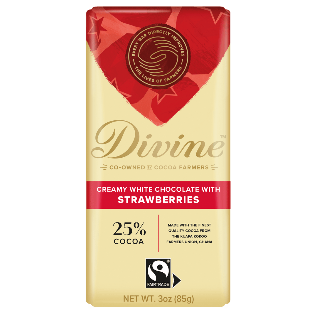 25% White Chocolate with Strawberries Sharing Bar, 3 oz.