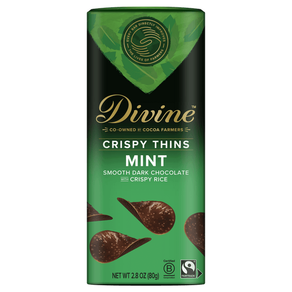 Dark Chocolate with Mint Crispy Thins, 2.8 oz. Box – Divine Chocolate